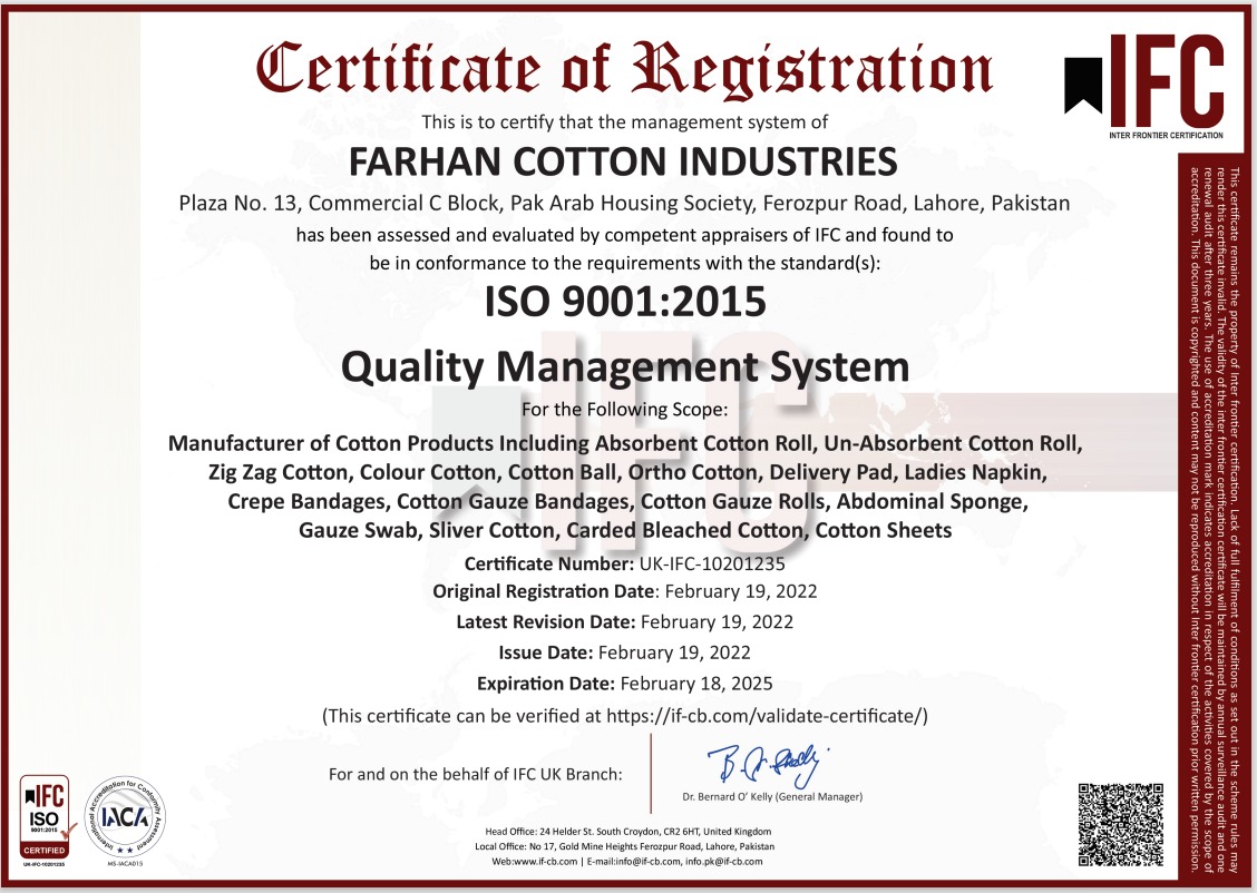 FARHAN COTTON INDUSTRY (ISO 9001:2015)