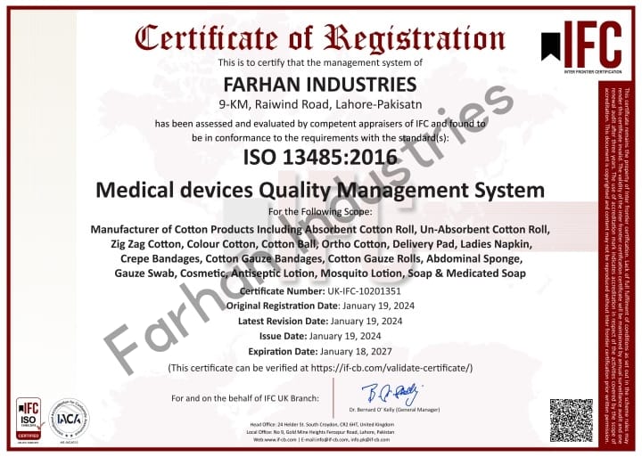FARHAN COTTON INDUSTRY (ISO 13485:2016)